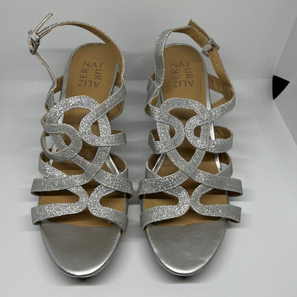 Naturalizer Silver Glitter Strappy Heels - EUC - Size 8